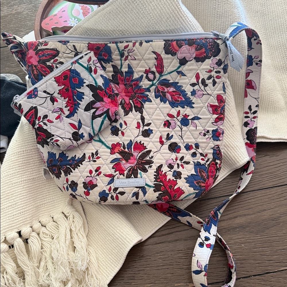 Vera Bradley Cream and Red Floral Crossbody Bag